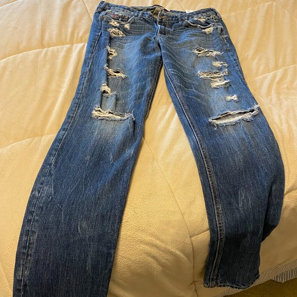 Holister Distressed Straight-leg Blue Jeans - Picture 1 of 10